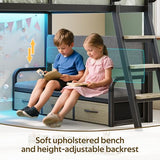 busyaeh Low Loft Bed Twin,Twin Loft Bed for Kids with 9 Storage Drawers & 15.8" H Safety Guardrail & Inclined Ladder & Safety Handrail & LED Lights and Charging Station (Oak Gray, Twin) busyaeh