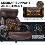 Big and Tall Office Chair for Heavy People, 500LBS High Back Extra Wide Heavy Duty Executive Office Chair Comfortable for Home Office, Large Computer Desk Chair with Adjustable Lumbar Support Brown ZSQN