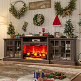 AMERLIFE 97" Farmhouse Fireplace TV Stand, Entertainment Center with Large Storage Space and Adjustable Shelf, Media Console for Living Room, Rustic Brown AMERLIFE