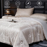 tohrisa Jacquard Comforter Set - Luxury Warm Paisley Floral Pattern King Size Bedding with 2 Pillowcases All-Season Soft & Lightweight 3D Bubble Design Bed Set (104x90 Inches Rose Gold) tohrisa