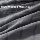 AveLom Queen Duvet Cover Set, 3 Pieces - 90 x 90 in, Dark Gray Microfiber with Zipper and Ties AveLom