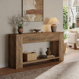Tribesigns 70.9-Inch Console Tables for Entryway, Narrow Wooden Long Sofa Table Behind the Couch, Farmhouse Fluted Hallway Accent Table for for Living Room, Entrance, Foyer (Rustic Brown) Tribesigns