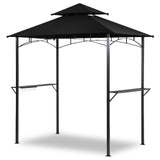 Grill Gazebo Canopy, 8'x 5' Outdoor BBQ Gazebo Shelter, Patio Double Tiered Tent for Barbecue and Picnic, Black TANGJEAMER