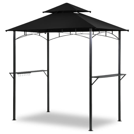 Grill Gazebo Canopy, 8'x 5' Outdoor BBQ Gazebo Shelter, Patio Double Tiered Tent for Barbecue and Picnic, Black TANGJEAMER