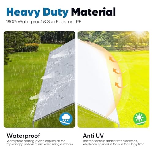 Quictent 10x20 ft Heavy Duty Car Canopy Galvanized Frame Carport Outdoor Party Tent Boat Shelter with 3 Reinforced Steel Cables - White Quictent