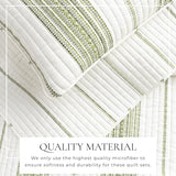 Great Bay Home Twin/Twin XL Reversible Quilt Bedding Set - All Season, Modern, Lightweight Bedspreads - White and Green Striped Coverlets (Includes 1 Quilt, 1 Pillow Sham) Great Bay Home
