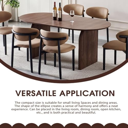 Tviorst 70.87" Oval Dining Room Table for 4-6, Mid Century Furniture Modern Kitchen Table with Thick Sturdy Wooden Base, Space-Saving for Kitchen, Living Room, Office Tviorst