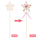 Frcctre 36 Pieces Princess Fairy Wands Kit Make Your Own Princess Wands DIY Art Craft Magical Wand Include 36 Pcs 6 Styles Unfinished Wooden Princess Wand 36 Pcs Ribbons 3 Pcs Gem Stickers Frcctre