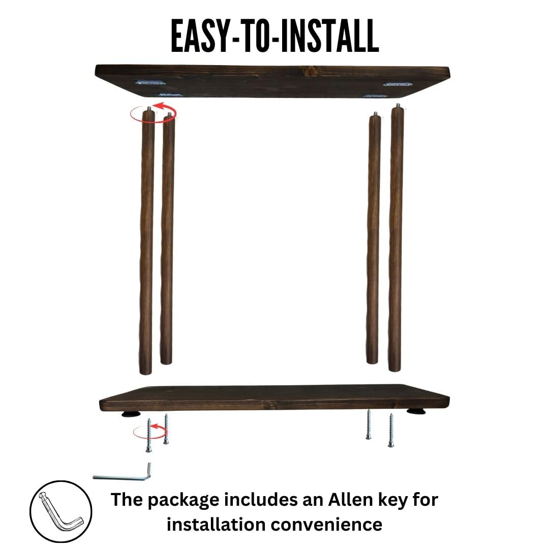 GENESIS WOODESIGN Rectangular Solid Wood Narrow Side Table, Skinny Bedside Table, Small End Table (Dark Walnut, X-Large) GENESIS WOODESIGN