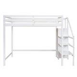 Harper & Bright Designs White Full Loft Bed with Storage Staircase and Wardrobe for Kids Harper & Bright Designs