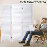 BLKMTY Room Divider 3 Panel Privacy Screen Folding Screen 5.6ft Tall Wood Screens Dividers Freestanding Portable Partition Wall Divider Space Seperate Indoor Home Furniture for Bedroom, White BLKMTY