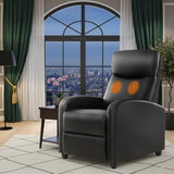 Simple Deluxe Massage Recliner Chair - Adjustable PU Leather Recliner, Luxe Reading Chair & Sofa Chair for Living Room Chairs or Bedroom Chair, Small Recliner for Home Theater, Black Simple Deluxe