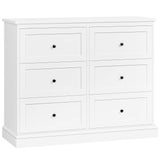 FOTOSOK White Dresser, 6 Drawer Dresser White, Modern Double Chest with Deep Drawers, Wide Storage Organizer Cabinet for Living Room Home FOTOSOK