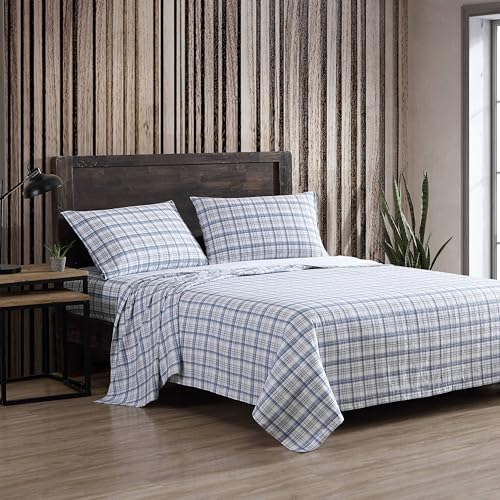 Eddie Bauer - Flannel Sheets King Size, Anti-Pilling & Wrinkle Resistant Cotton, Touchably Soft for All-Season Comfort - Bed Sheets with Matching Pillowcases & Fitted Sheet (Beacon Hill Ivory)