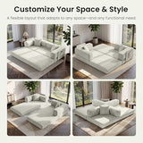 CUBENTE 78.8" Convertible Sofa Bed,Corduroy Futon Couch with Storage Pocket,Folding Pull Out Futon Sofa,No Assembly Boneless Couch for Living Room, White CUBENTE