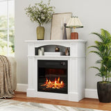 ORALNER 32” Electric Fireplace with Mantel, Package Wooden Firebox Surround Freestanding 18“ Fireplace Insert Heater w/ 3 Flame Effects, Remote & 6H Timer, Overheat Protection, 1400W (White) ORALNER