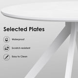 Farini White Dining Table for 4-6 Person,47" Round Wooden Dining Tabletop and Metal Frame for Home Kitchen Dining Desk (47 inch,120cm) Farini