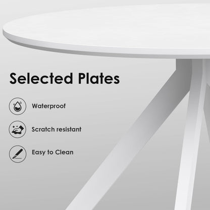 Farini White Dining Table for 4-6 Person,47" Round Wooden Dining Tabletop and Metal Frame for Home Kitchen Dining Desk (47 inch,120cm) - WoodArtSupply