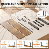 Veken 55 Inch Large Electric Standing Desk, Heights Adjustable, Sit to Stand Up, Work Home Office Computer Table for Study, Walking Pad, Writing, and Games, Wooden Desktop Desks, Brown Veken