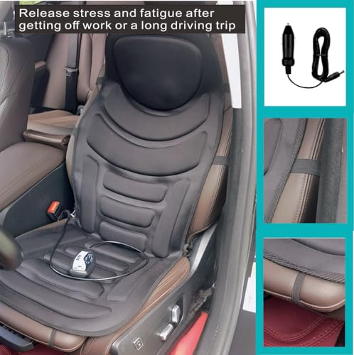 JOJOPEPE Back Massager with Heat,8 Vibration Motors Massage Chair Pad for Shoulder and Back, Deep Tissue Vibration Seat Cushion for Body Pain Relief，Home Office Chair Use, Gifts for Women,Men,Black JOJOPEPE
