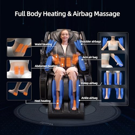 4D Massage Chair Full Body Zero Gravity SL-Track Real Relax Massage Chair Recliner-Shiatsu,Heat,Calf-Extension,20-Massage Technique,Thai Yoga Stretch,Foot Roller,AI Voice,Touch Screen,Wireless Charge Vosaky