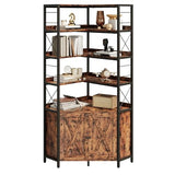 IRONCK Bookshelves 6 Tiers, Corner Bookshelf with Baffles, Bookshelves and Bookcases with Doors, Industrial Display Bookshelf for Living Room, Kitchen IRONCK
