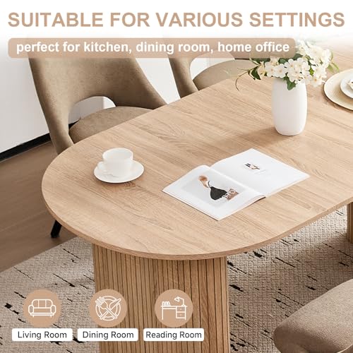 Valivestia 70.8 Inch Oval Dining Table Set for 6, Modern Kitchen Tables with 4 Upholstered Chairs for Dining Room Kitchen Living Room Valivestia