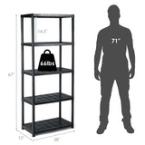 LDAILY 5 Tier Plastic Storage Shelves, Easy to Assemble Garage Rack, Multi-Use Free Standing Shelf Unit, Heavy Duty Shelving for Home Office, Black(2, 28“L X 15”W X 67“H) LDAILY