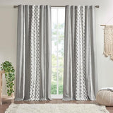 INK+IVY Imani 100% Cotton Single Panel Curtain Tufted Chenille Stripe Geometric Print Mid-Century Look Rod Pocket Top Drape for Living Room, Privacy Window Treatment for Bedroom, 50" x 84", Grey INK+IVY