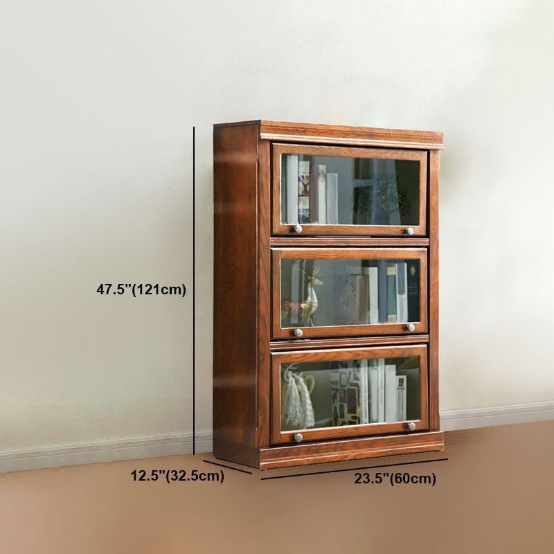 KWOKING Contemporary Wooden Barrister Bookcase with Glass Doors for Stylish Office Storage KWOKING