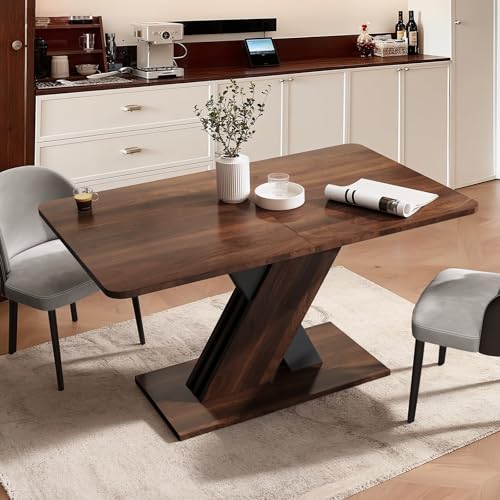 Extendable Dining Table for 4-8 People,55.12''-70.87''Modern Space-Saving Wood Kitchen Table,Rectangle Folding Conference Meeting Table for Living Meeting Room Kitchen,Walnut VICBARLEY