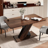 Extendable Dining Table for 4-8 People,55.12''-70.87''Modern Space-Saving Wood Kitchen Table,Rectangle Folding Conference Meeting Table for Living Meeting Room Kitchen,Walnut VICBARLEY