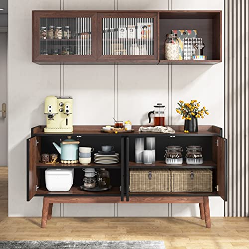 Tribesigns Sideboard Buffet Cabinet with Storage 55" Black Kitchen Sideboard Cabinet, Wood Coffee Bar Cabinet with Doors, Accent Sideboard Cabinet, Console Table Cabinet for Dining Room Living Room Tribesigns