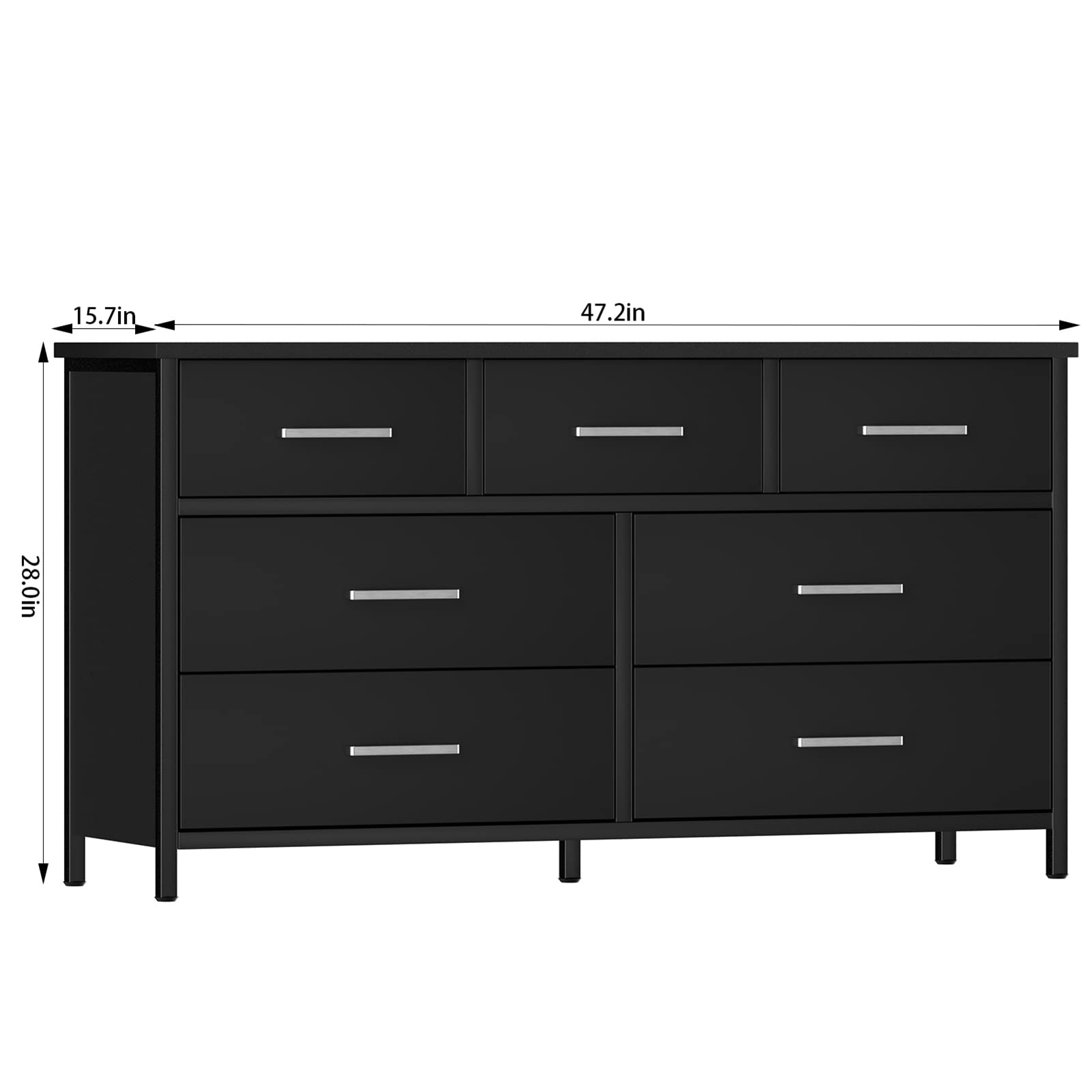 IKENO 7 Drawer Dresser for Bedroom, Industrial Wood Storage Dressers & Chests of Drawers with Sturdy Steel Frame, Storage Organizer for Bedroom Office Wood, Walnut - WoodArtSupply