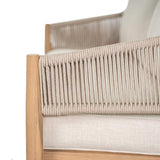 Christopher Knight Home Katarina Patio Acacia Wood Loveseat Furniture, Outdoor Loveseat Sofa with Comfy Fabric Cushions, 2-Seater Sofa with Handwoven Rope Backrest for Garden, Light Brown+Beige Christopher Knight Home