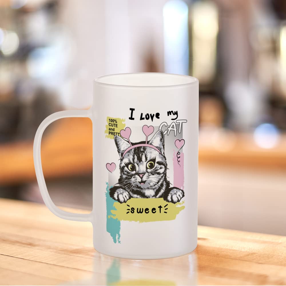 PYD Life Sublimation Glass Blanks Mug Frosted Glass Tumblers 18 OZ Coffee Beer Mugs Cups with Handle for Cricut Mug Press and Tumbler Heat Press 4 Pack PYD Life