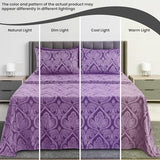 Ultra Soft Wrinkle-Free Microfiber Paisley Twin XL Sheet Set, Breathable Boho Bed Sheet Set – 16" Deep Pocket Fitted Sheet, Flat Sheet & 2 Pillowcases, Juegos de Sábanas, OEKO-TEX - Purple LDC LUX DECOR COLLECTION