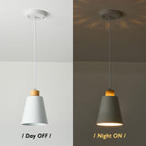 FISGONI White Pendant Light Kitchen Island Wood Pendant Lighting Mini Modern Hanging Light Small Pendant Light Fixture for Dining Room,Bar,Bedroom,Adjustable Cord,5.94 inch,1 PCS FISGONI