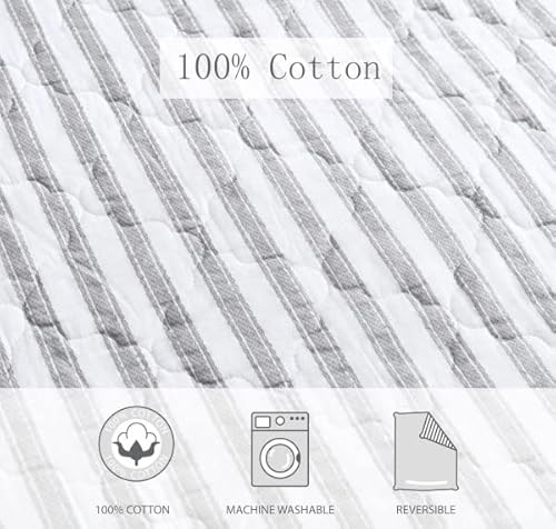 Stone Cottage - Full/Queen Quilt Set, Reversible Cotton Bedding with Matching Shams, Ideal Bedding Set (Willow Way Grey, Full/Queen) Stone Cottage