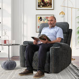 HAOMARKETS Electric Recliner Chair, Soft Fabric Power Recliners with Metal Cup Holders, Single Overstuffed Heavy Duty Reclining Sofa Chairs for Living Room Bedroom, Dark Grey