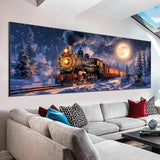 VAIIEYO Large Diamond Art Kits for Adults Christmas, Diamond Art Train, Large Diamond Painting Kits Full Drill Round Rhinestone Craft Canvas for Home Wall Decor Gift 12x31 inch VAIIEYO