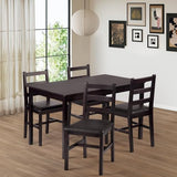 FDW | 5-Piece Solid Wood Dining Table Set for 4 | Brown | Pine Kitchen Table with Upholstered Chairs | Space-Saving Design | Smooth Easy-to-Clean Surface | for Dining Room, Apartment, Restaurant FDW