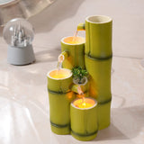 Haobos Tiered Bamboo Appearance Column Tabletop Fountain Relaxation Desktop Waterfall Fountain, 10.6 Inch Tall Simulation Natural Bamboo Cascading Fountain Decorate for Home/Office Haobos