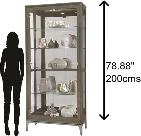 Howard Miller Kandel Curio Cabinet II, Gray Finish - Durable Storage Cabinets Vertical Home Decor for Collectibles, Decorative Items Or Living Room with Illuminated Halogen Lights & Lockable Door Howard Miller