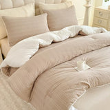 tohrisa Boho Comforter Set Twin Size Striped Pleats Bohemian Seersucker Bedding Set All Season Soft Cozy 2 Pieces Quilt with 1 Pillowcase(68"X90" Beige) tohrisa