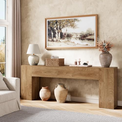 Epecoya Extra Long Console Tables for Entryway 86-Inch, Farmhouse Couch Table Behind Sofa Wooden, Modern Entryway Table for Entrance, Hallway, Living Room, Apartment, Natural Oak Brown Epecoya