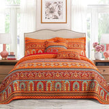 VAPUTAR Cotton Quilt Twin Size Bedding Set - 2 Pieces Twin Quilt Bedding Set, Boho Twin Size Quilts, Lightweight Reversible Coverlets Bedspreads for Farmhouse Bedroom (Red/Orange) VAPUTAR