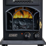 EZ-HEAT Electric Fireplace Space Heater with Flame Effect, Adjustable Thermostat, Dual Heat Settings, and Overheat Protection, MT1288 EZ-HEAT