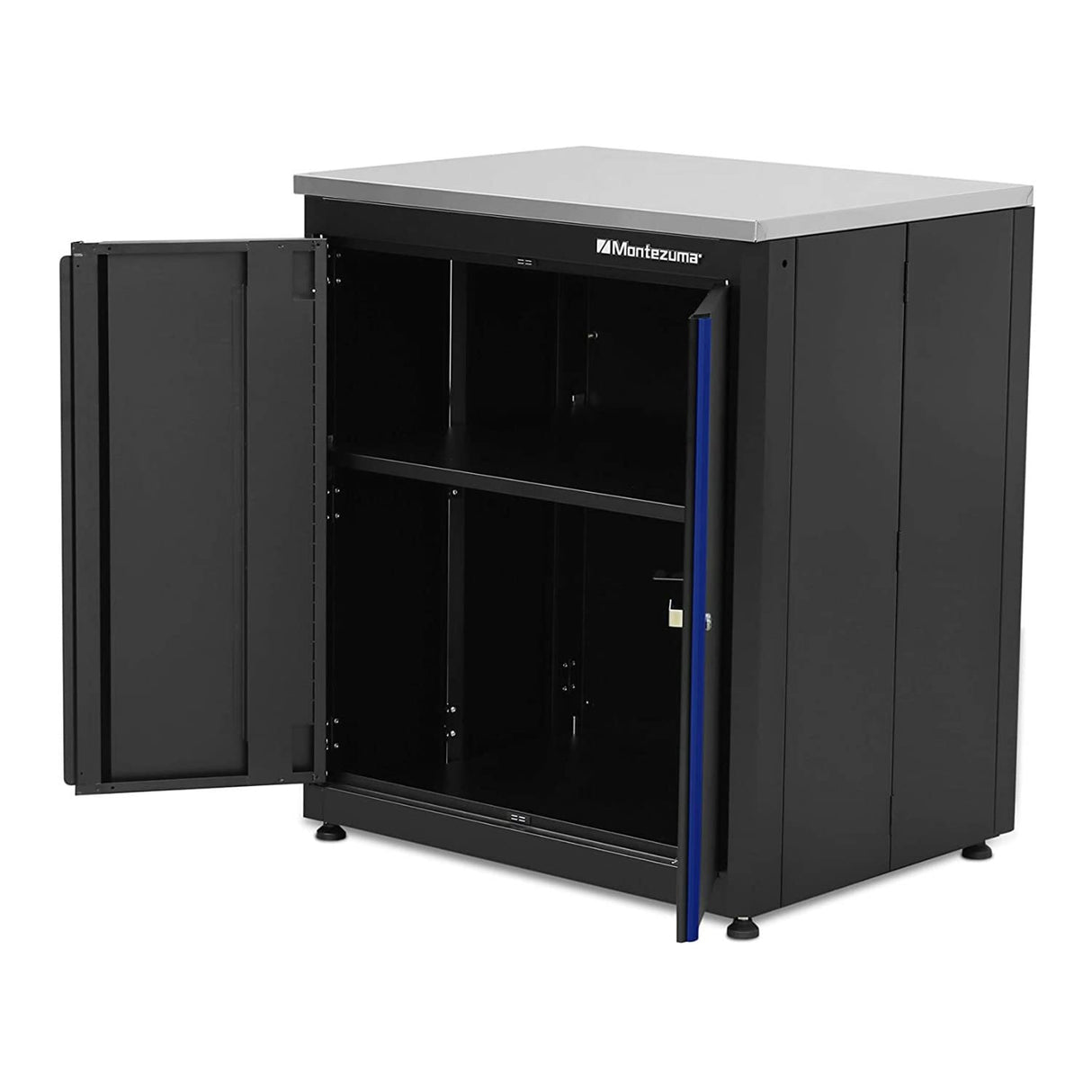 Montezuma Garage Tool Storage System - 30.5 x 24" Locking 2 Door Workbench with Magnetic Latches & Stainless Steel Worktop - BKMG30242BC Montezuma