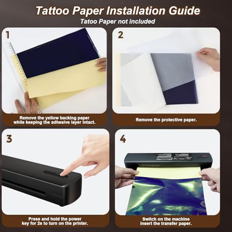 Tattoo Stencil Printer, Portable Wireless Bluetooth Thermal Transfer Machine, Supports 8.5 x 11 Letter A4 A5 Sizes, Perfect for Tattooist Business Trip Travel Home Office-Smartphone PC and Laptop NULLTONEX